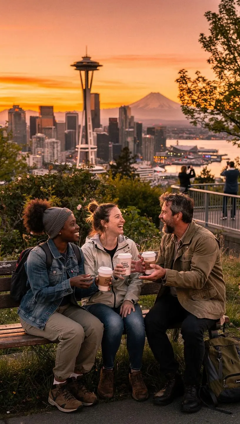 A scenic mountain vista in the Pacific Northwest featuring snow-capped peaks and alpine meadows.